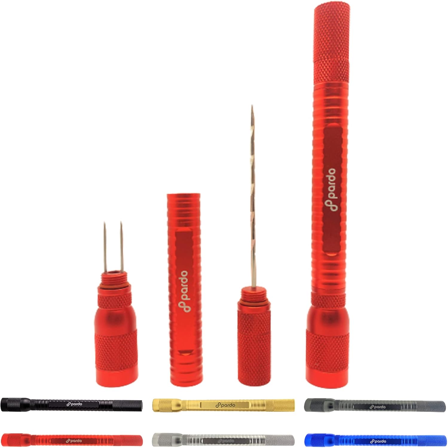 Cortadores de cigarros ultra afilados para calibre de anillo pequeño a grande, herramienta de cigarros 4 en 1 (rojo) y punzón afilado para calibre
