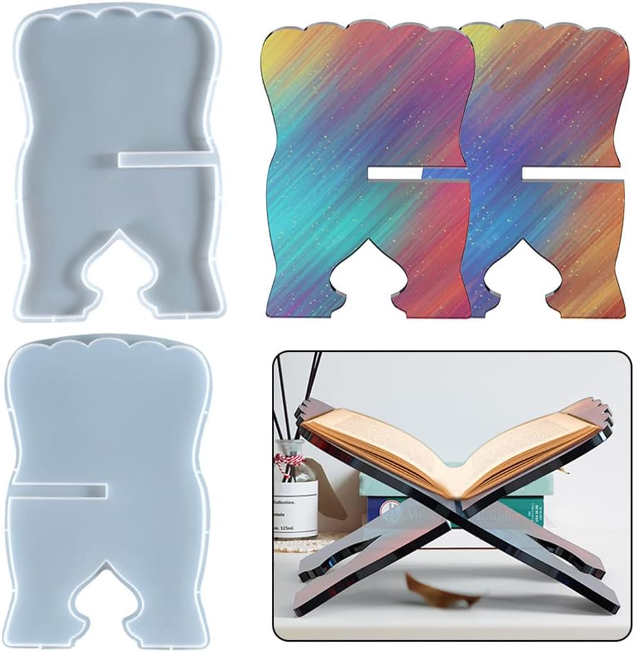 ikasus Molde de silicona para soporte de libros, moldes de fundición de resina, para música y estantería, molde de silicona para libro de lectura,