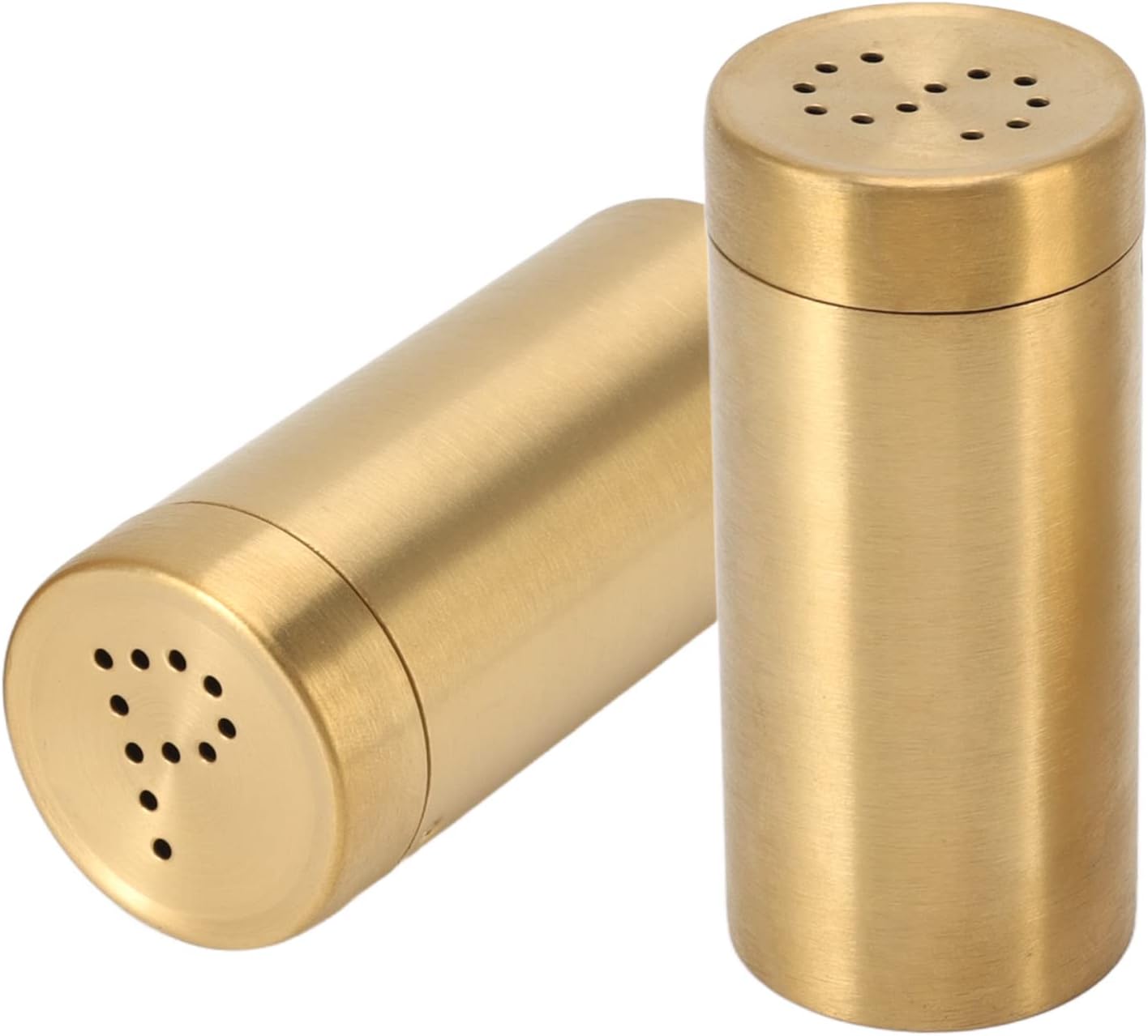 2 saleros y pimenteros, tarro de especias dorado de acero inoxidable a prueba de óxido, botella de condimentos con tapa abierta para sal, azúcar,