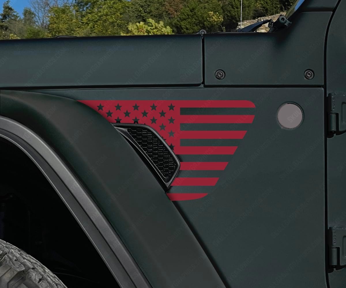 Calcomanías estándar para guardabarros para Jeep Wrangler Gladiator Rubicon Mohave 392 JL JT 2018-2024 (rojo rubí)