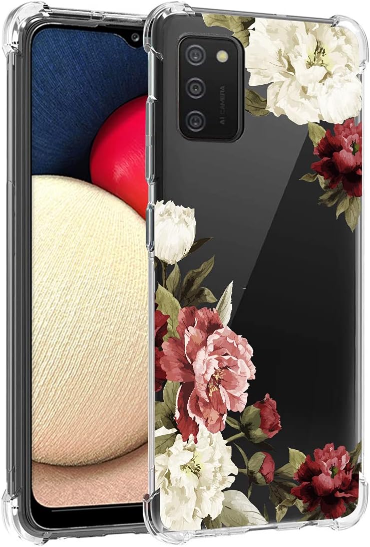 Funda para Galaxy A02S, Samsung A02S Funda transparente para niñas y mujeres, TPU suave a prueba de golpes, funda protectora transparente para