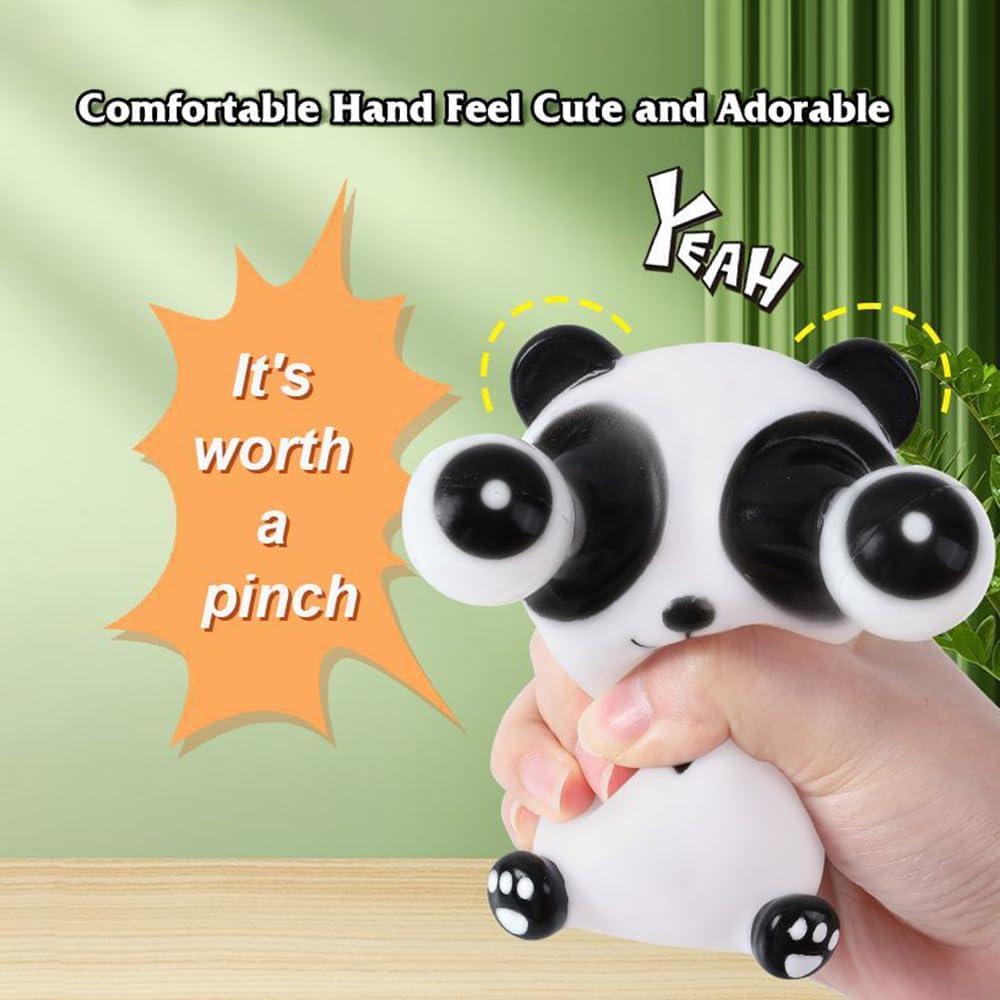 Juguetes para apretar con forma de panda, juguete para aliviar el estrés, juguetes divertidos y esponjosos con ojos emergentes, juguetes sensoriales