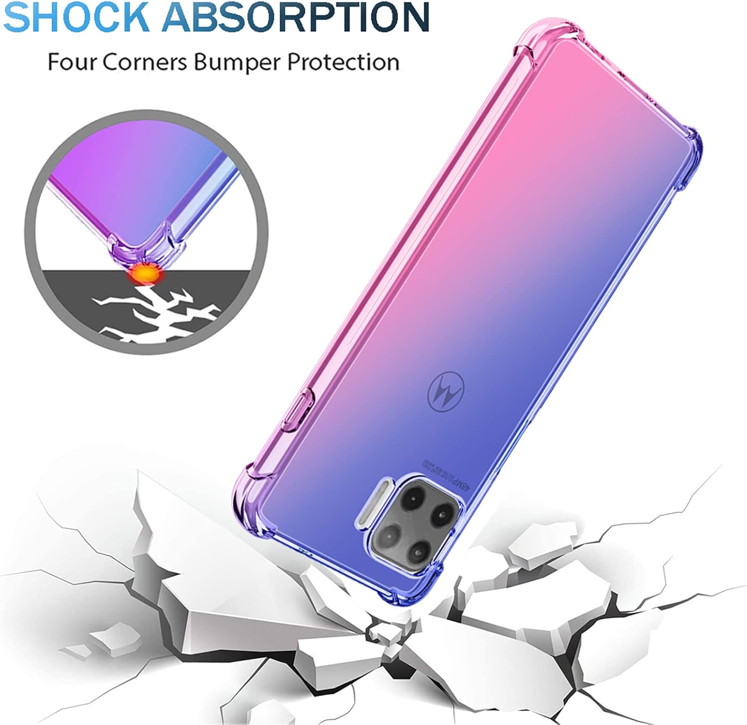 OEURVQO Funda para Moto G 5G Plus Moto One 5G, transparente, lindo, degradado, colorido, delgado, suave, TPU, a prueba de golpes, antiarañazos,