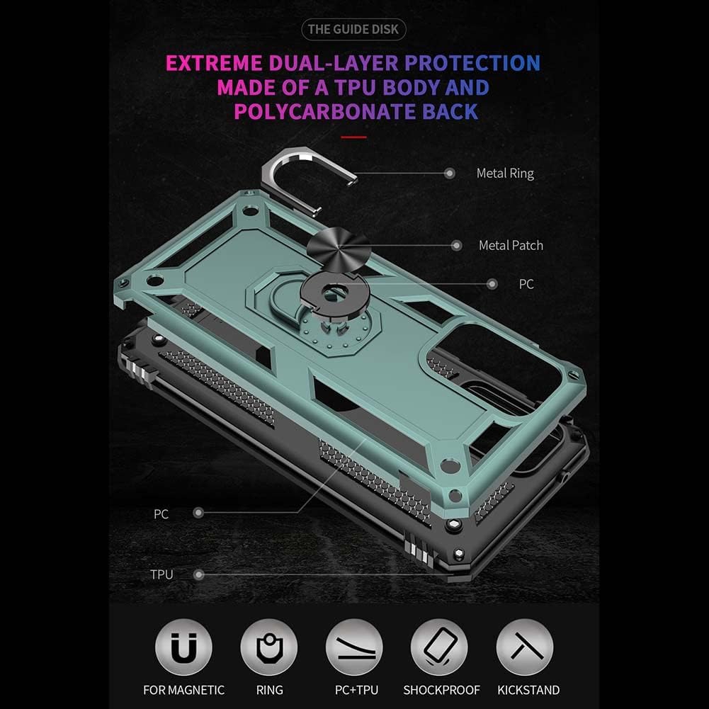 MOKYYDS Funda para Samsung Galaxy Note20 grado militar a prueba de polvo a prueba de golpes Funda para teléfono con soporte soporte magnético de