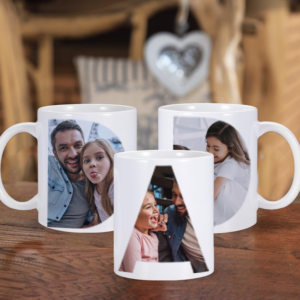 Taza de café personalizada con imagen, texto y nombre, tazas personalizadas por ambos lados de 11 onzas, taza personalizada para papá, regalos