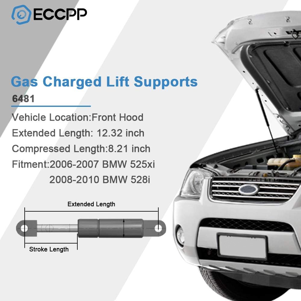 ECCPP Soporte de elevación para capó delantero de repuesto para BMW 525i 525xi 530xi 528i 535i 528i xDrive 535i xDrive 528xi 535xi 530i 545i 550i M5