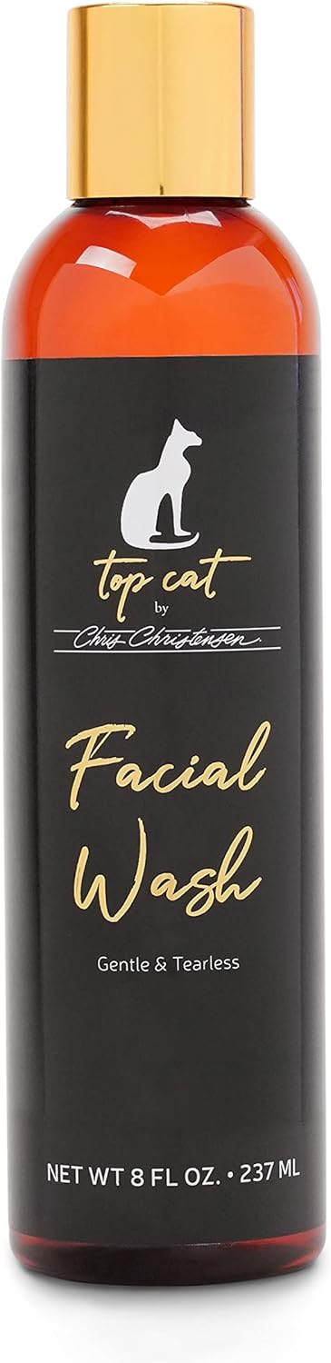 Chris Christensen Top Cat – Champú de lavado facial para gatos, novio como un profesional, suave y sin lágrimas, sin sulfatos y jabón, 8 onzas