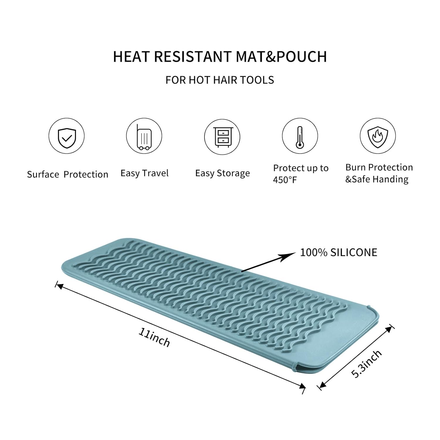 EIOKIT Bolsa de viaje de silicona resistente al calor para alisadora de cabello, plancha para prensar, rizador de pelo, varita rizadora de cabello,