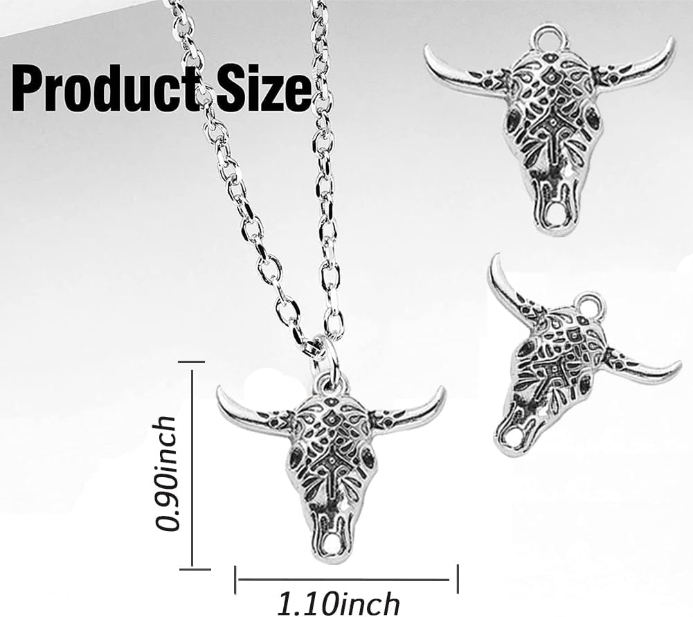 ZHLZTYYL Metal Cow Enamel Pendants Western Cowboy Charms Antique Silver Alloy Pendants Charms for Earring Necklace Bracelet Key Chain Jewelry Craft