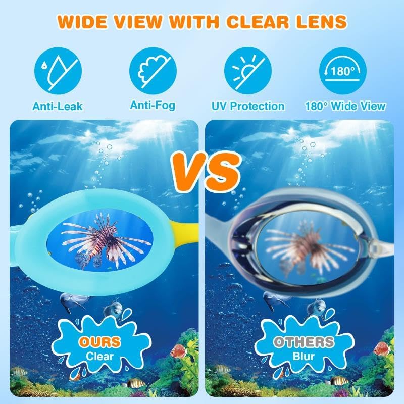 FOGULO Paquete de 4 gafas de natación para niños de 4 a 14 años, gafas de natación antiniebla con protección UV, gafas impermeables para niños y