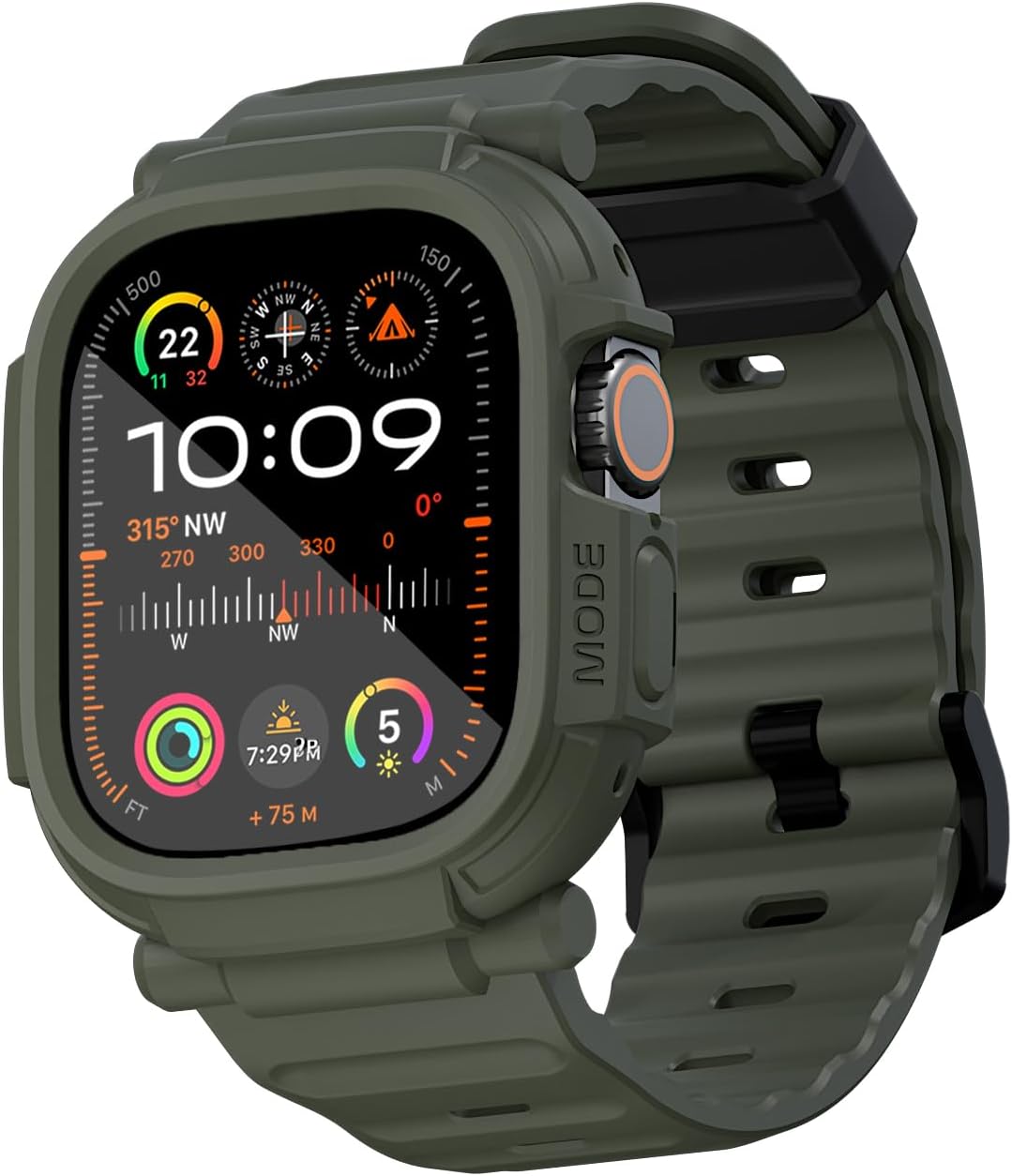 elkson Quattro Pro Series – Funda resistente para Apple Watch Ultra 2 1 Band de 1.732 pulgadas, protector de pantalla de vidrio templado, resistente