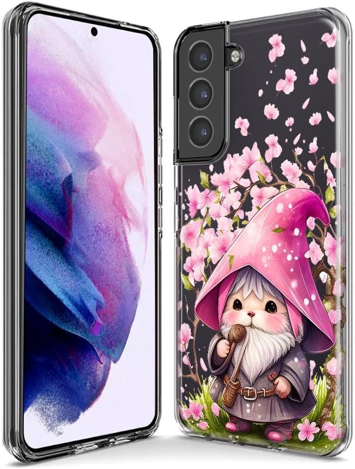 MUNDAZE – for Samsung Galaxy Note 20 Ultra Cute Pink Cherry Blossom Gnome Spring Floral Flowers Case Slim Hybrid Shockproof Hard Shell Soft TPU