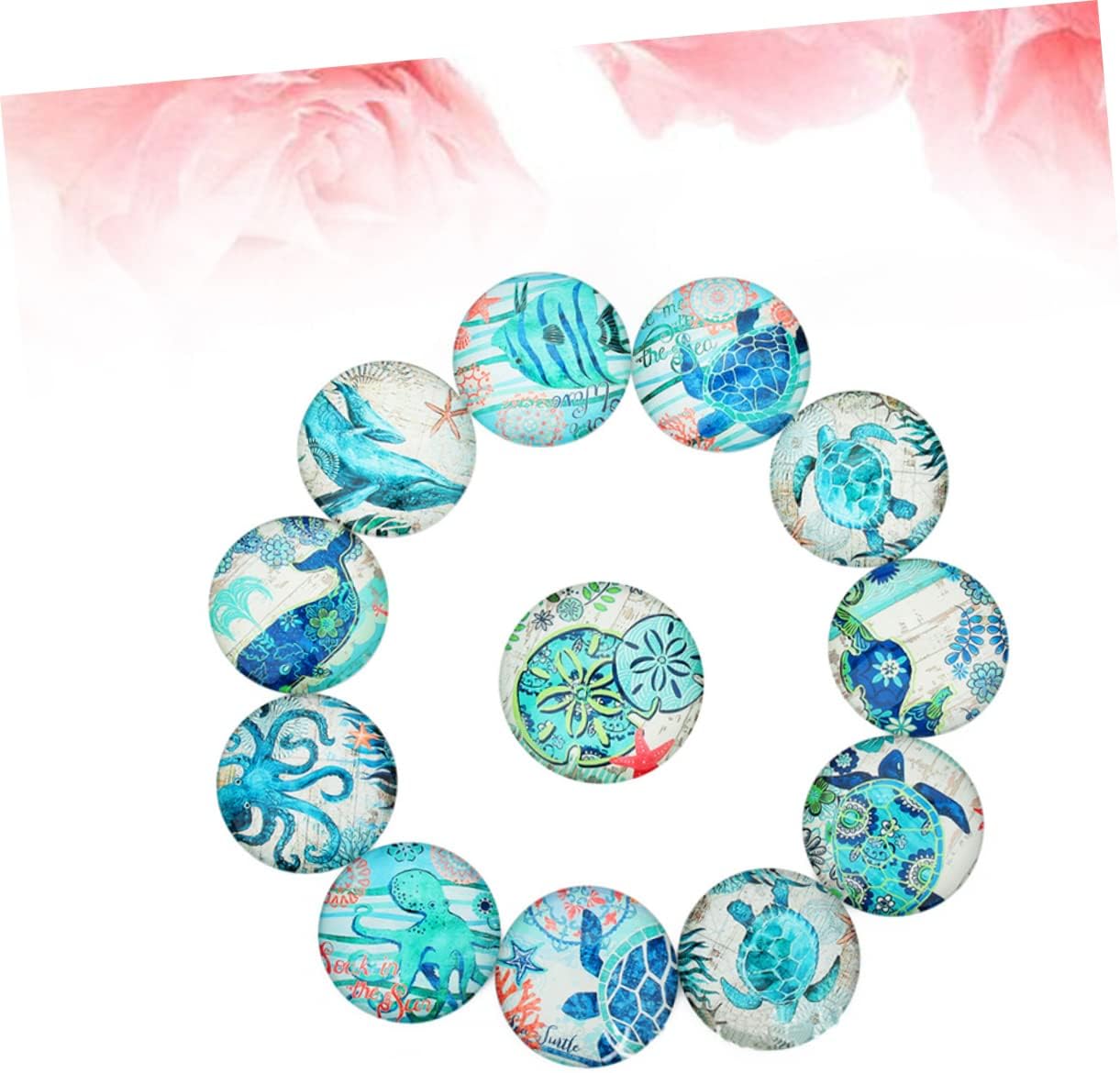 SEWACC Cabujones de cristal con imagen de diamante, cuentas vintage para decoración del hogar, cuentas para joyería, mosaico, cuentas impresas,