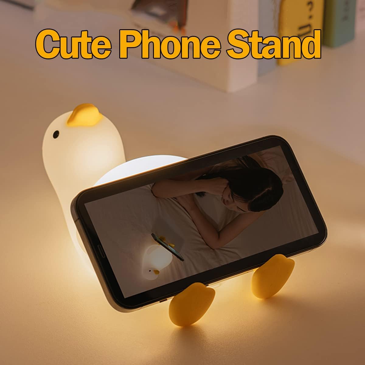 Luz nocturna para niños, bonita luz de pato plano y blando, lámpara de silicona con animales Kawaii para niños y niñas, luz nocturna LED para