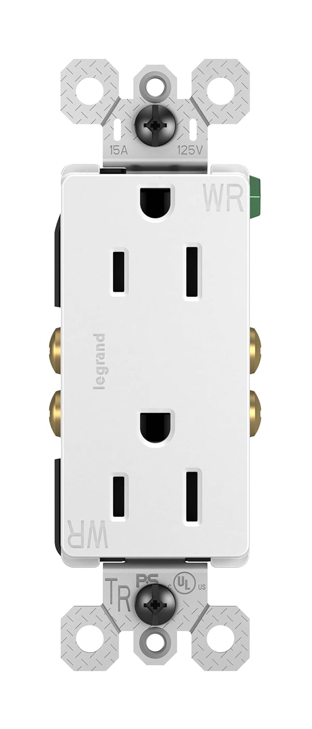 Legrand Radiant 885TRWRWCC8 15 Amp 125 V para exteriores, resistente a manipulaciones, resistente a la intemperie, grado residencial, decorador