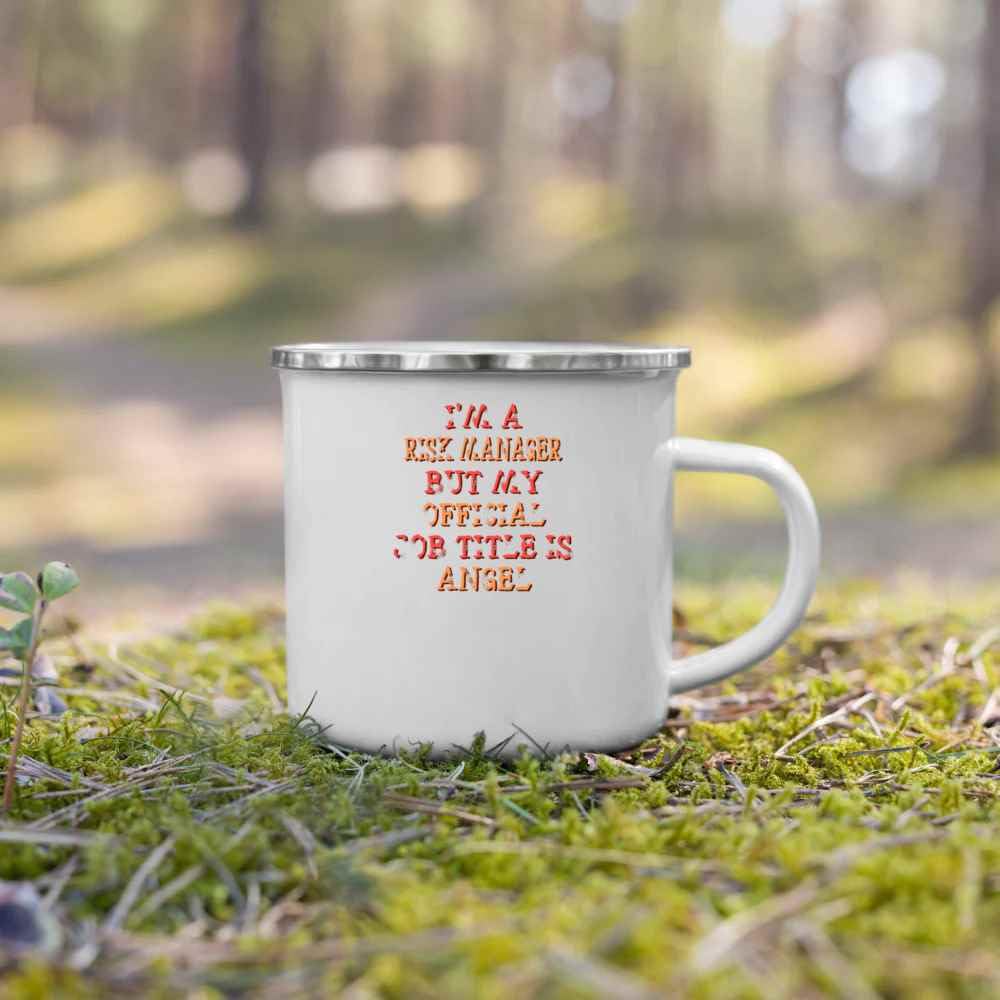 Risk Manager’s Gifts, Ideal for -in-law’s Year – Angel Joke, Funny 12 Oz White Stainless Steel Camping Mug