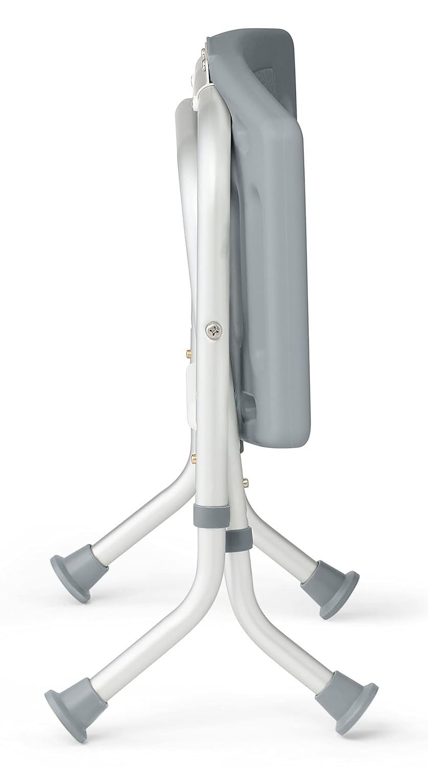 Medline Silla de ducha plegable sin respaldo, silla de baño que soporta hasta 250 libras, color gris
