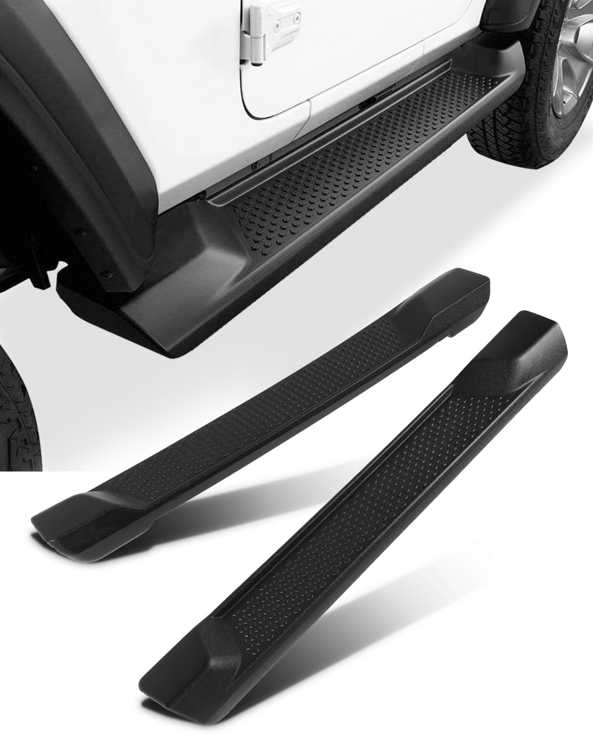 OCPTY Estribos compatibles con 2018-2024 para Jeep Wrangler JL 2 puertas laterales Nerf Bars, color negro