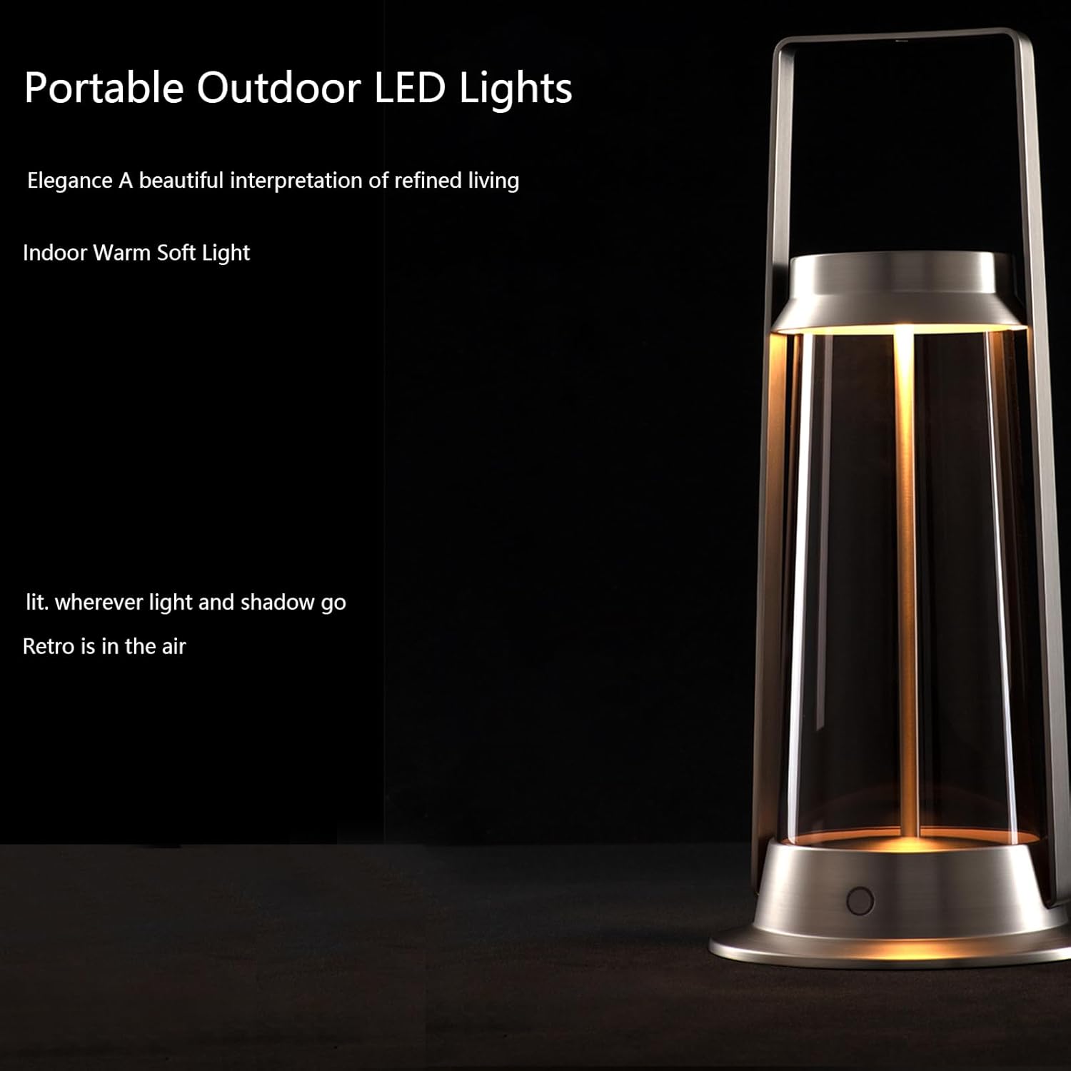 Portable Metal Table Lamp for IndoorOutdoor ,Rechargeable Cordless LED Lamp, 3-Colour Infinitely Dimming Battery Powered Small Desk Lamp,