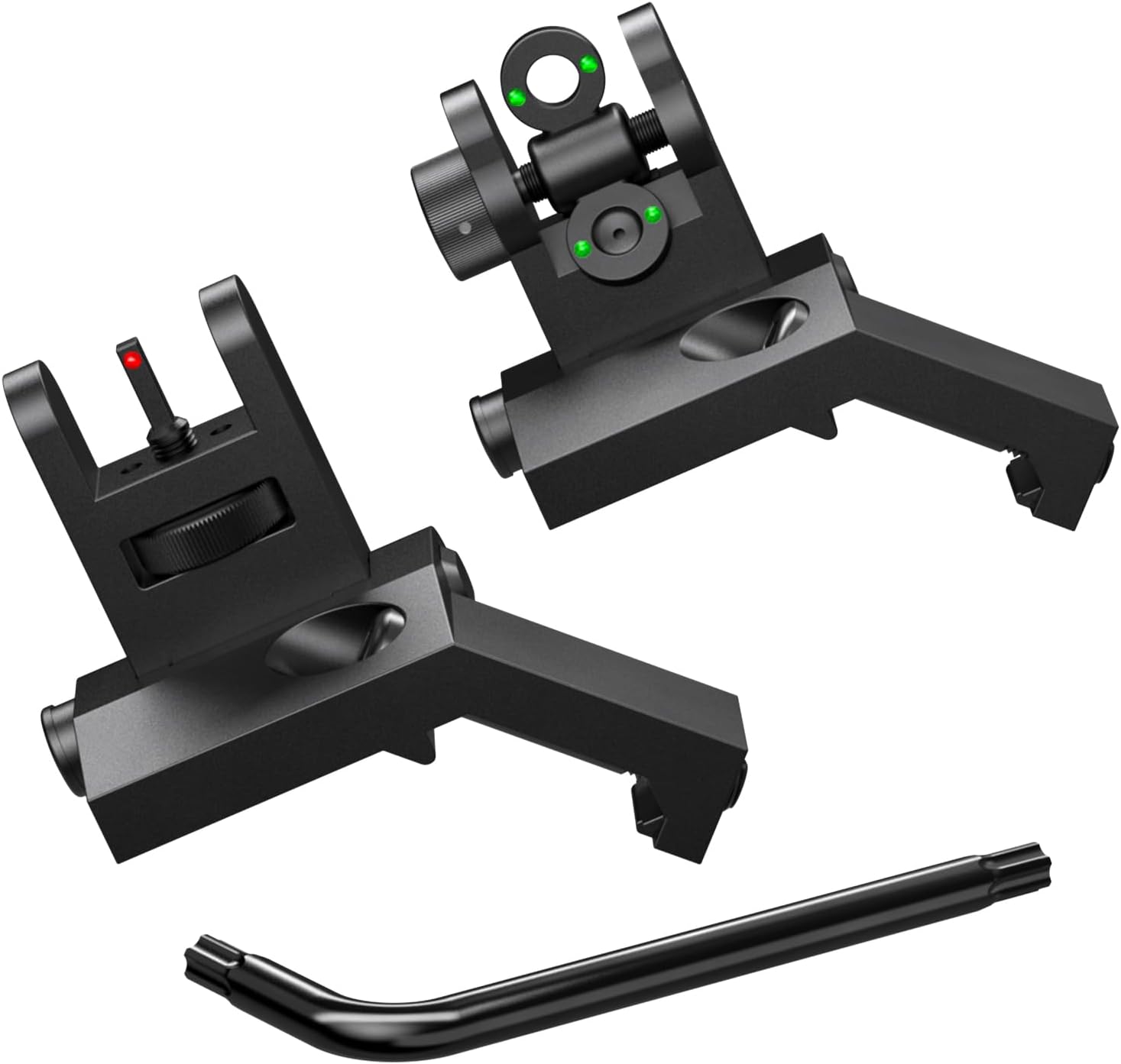 Feyachi Vistas de hierro compensadas de 45 grados Flip Up BUIS Transición rápida Backup Front y Rear Iron Sight Set Picatinny Weaver Rails