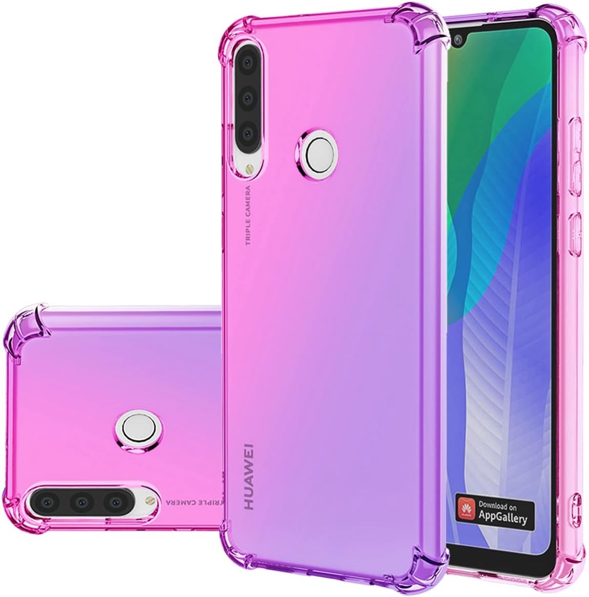 Funda para Huawei Y6P, MED-LX9 Linda funda para niñas y mujeres, degradado, delgada, antiarañazos, TPU suave, funda protectora a prueba de golpes