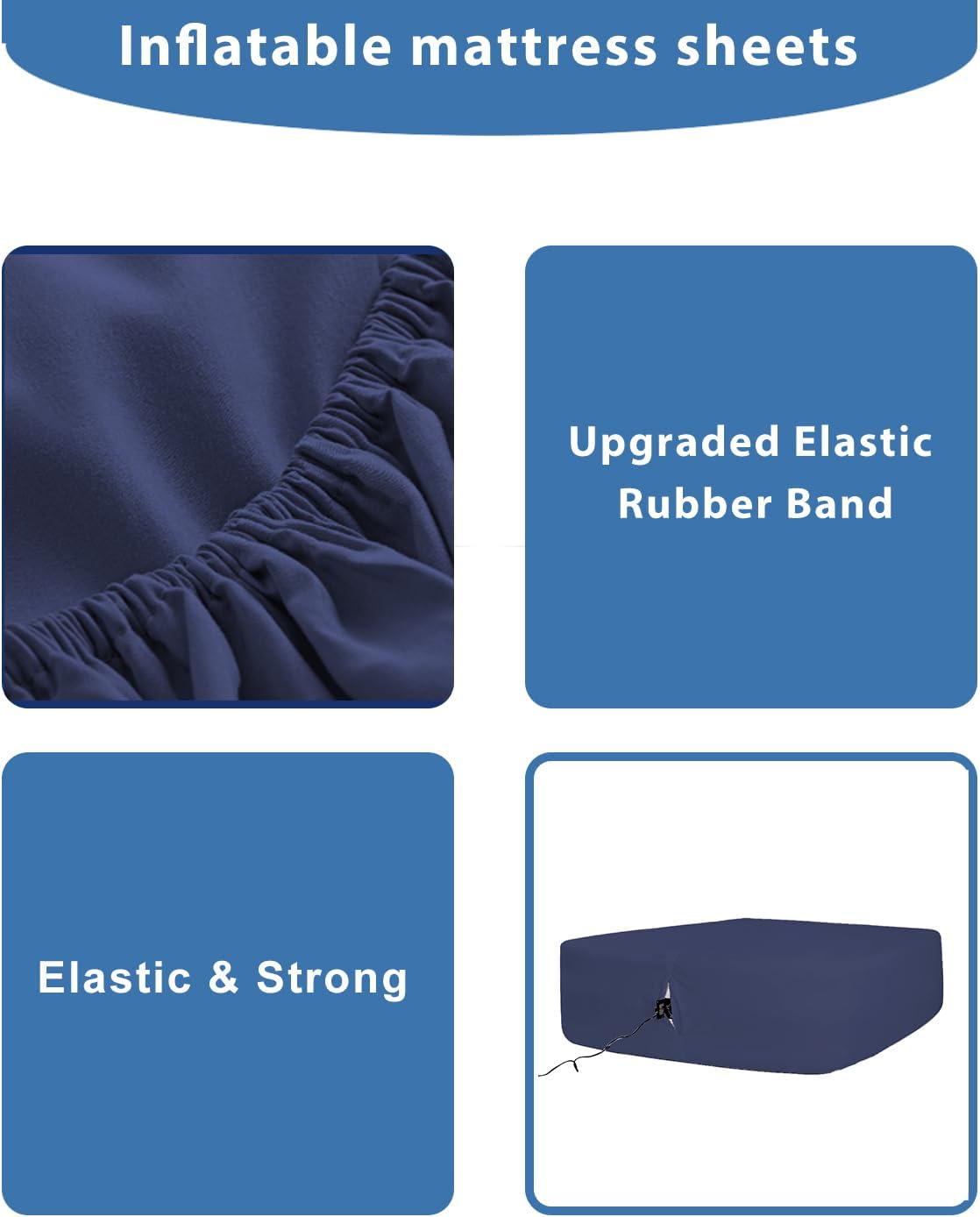 Bedecor Sábanas de cama de aire para funda de colchón, cama extraíble y banda elástica, súper suaves, transpirables y profundas de hasta 21