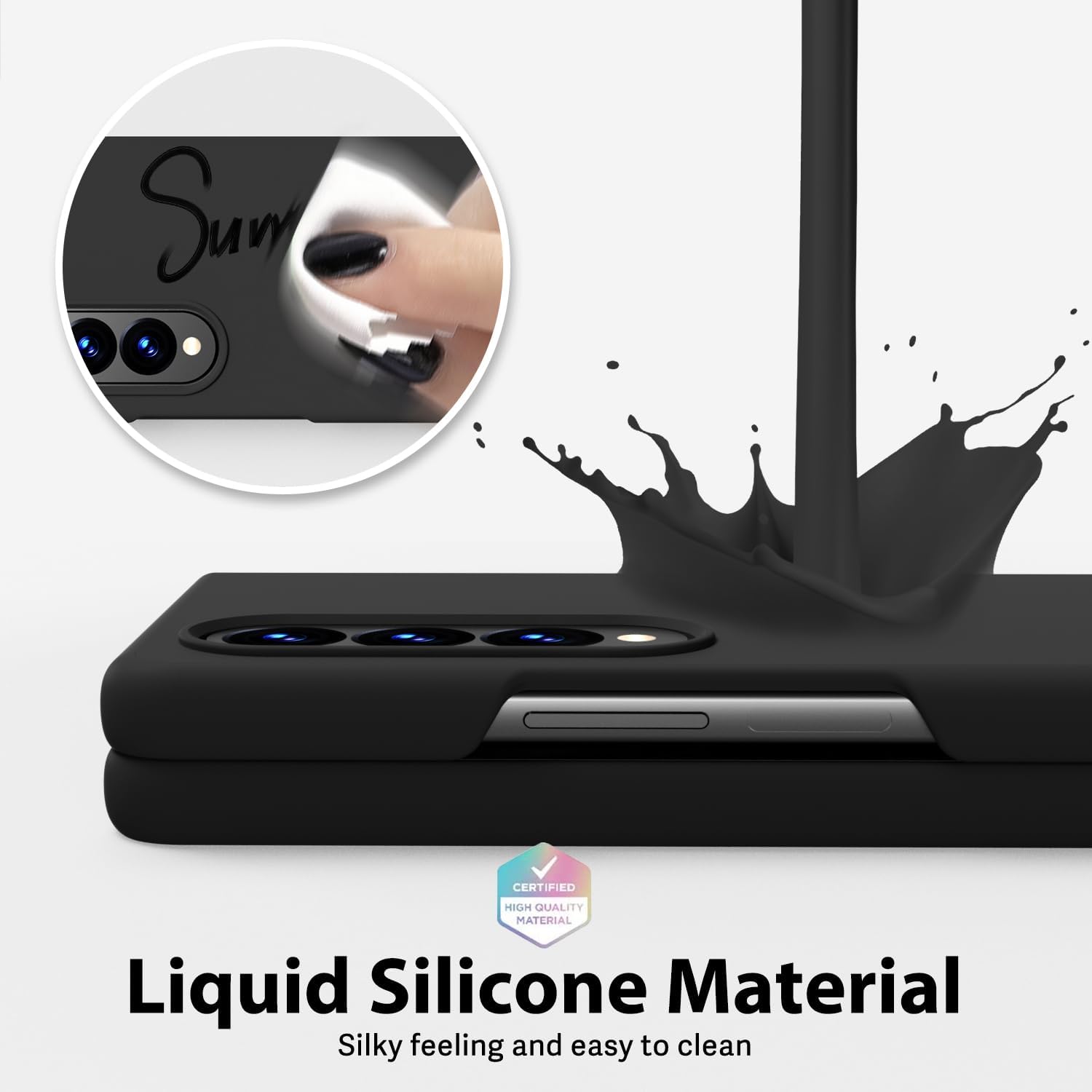 oakxco Funda para teléfono Samsung Galaxy Z Fold 4 de silicona líquida, bonita funda de gel de TPU suave delgada y delgada de goma suave para