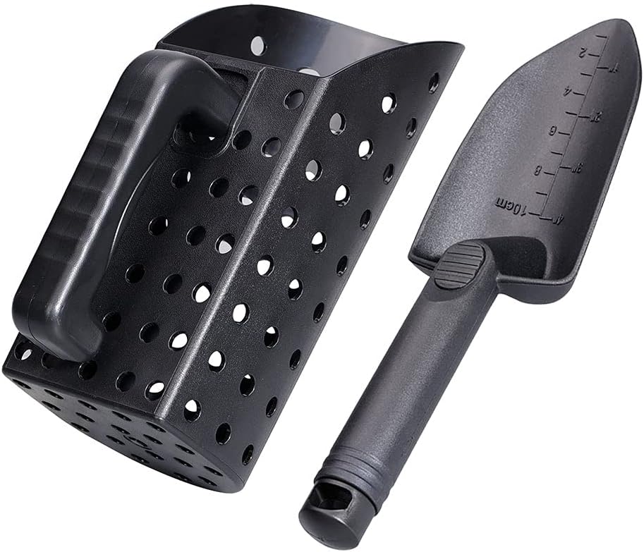 Cuchara de detección con asa, pala de arena de playa, juego de 2 cucharas de arena con pala, herramienta de mano profesional para tesoros submarinos