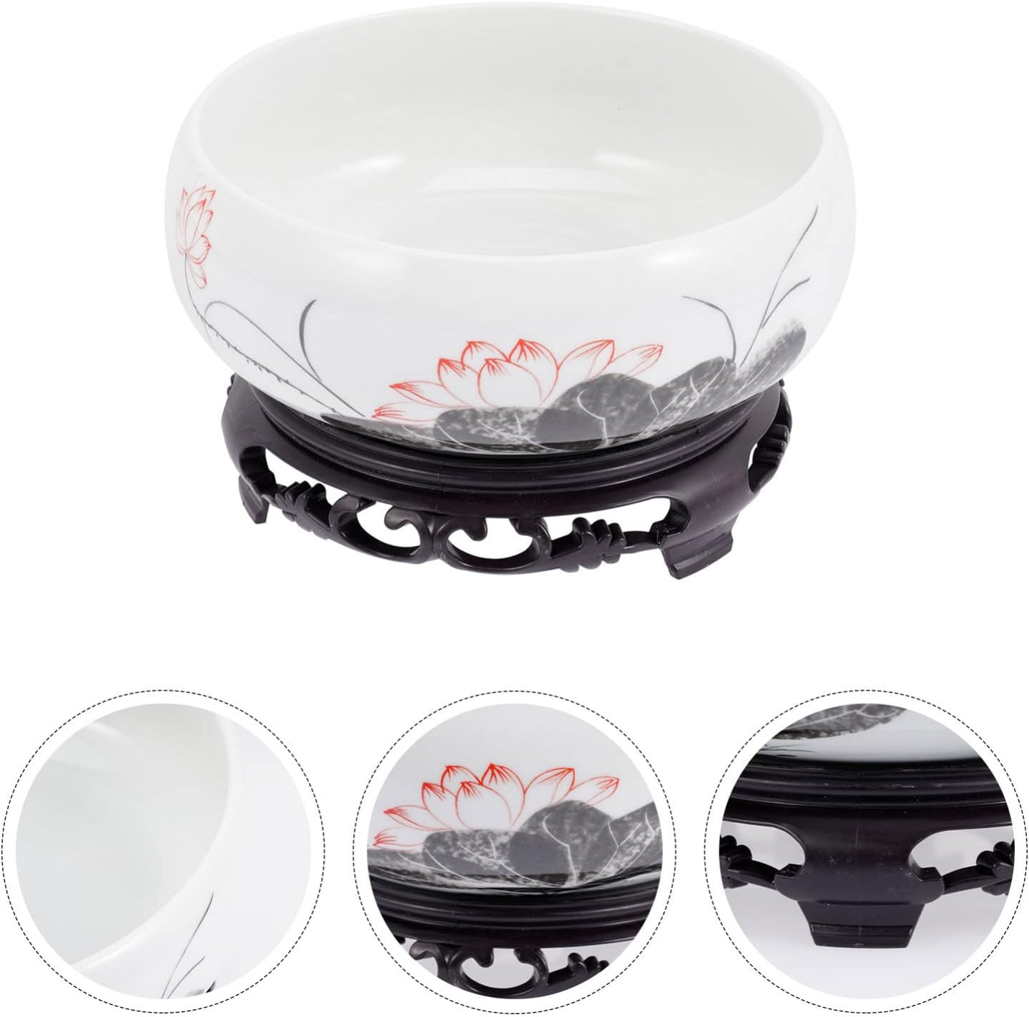 Veemoon Cerámica Water Lily Bowl Narciso Nautance Moneda de cobre Hierba Maceta con soporte Lotus Contenedor hidropónico Narciso Bonsái Maceta para