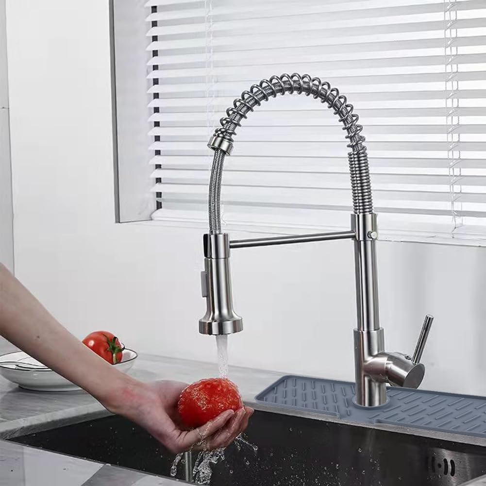 Karlsitek Slope – Protector contra salpicaduras para fregadero de cocina, tapete de silicona con pendiente de 18 x 6 pulgadas, tapete para fregadero