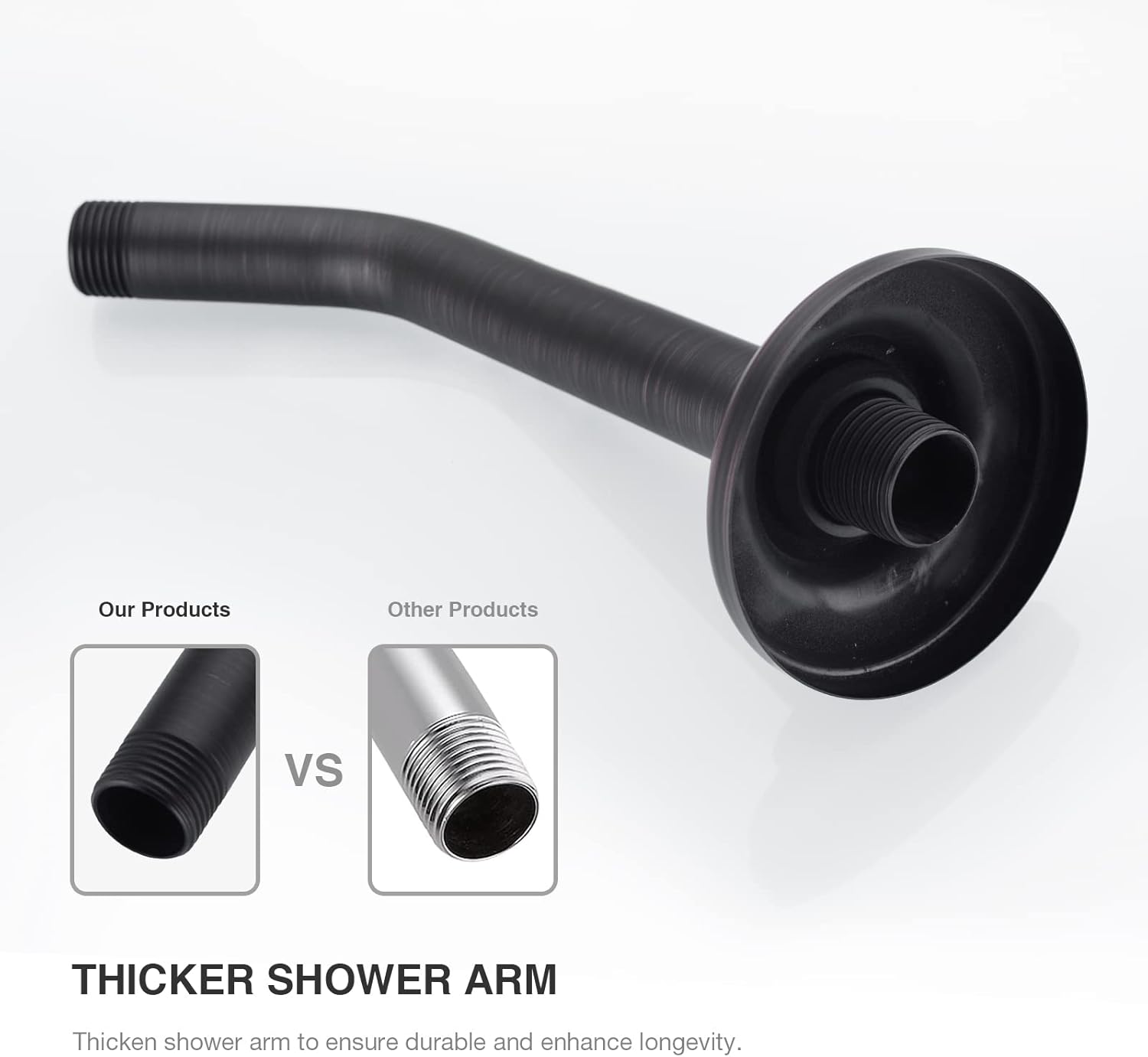 Brazo de ducha en ángulo con brida, montado en la pared de acero inoxidable resistente de 9 pulgadas, brazo extensor de tubo de extensión de cabezal