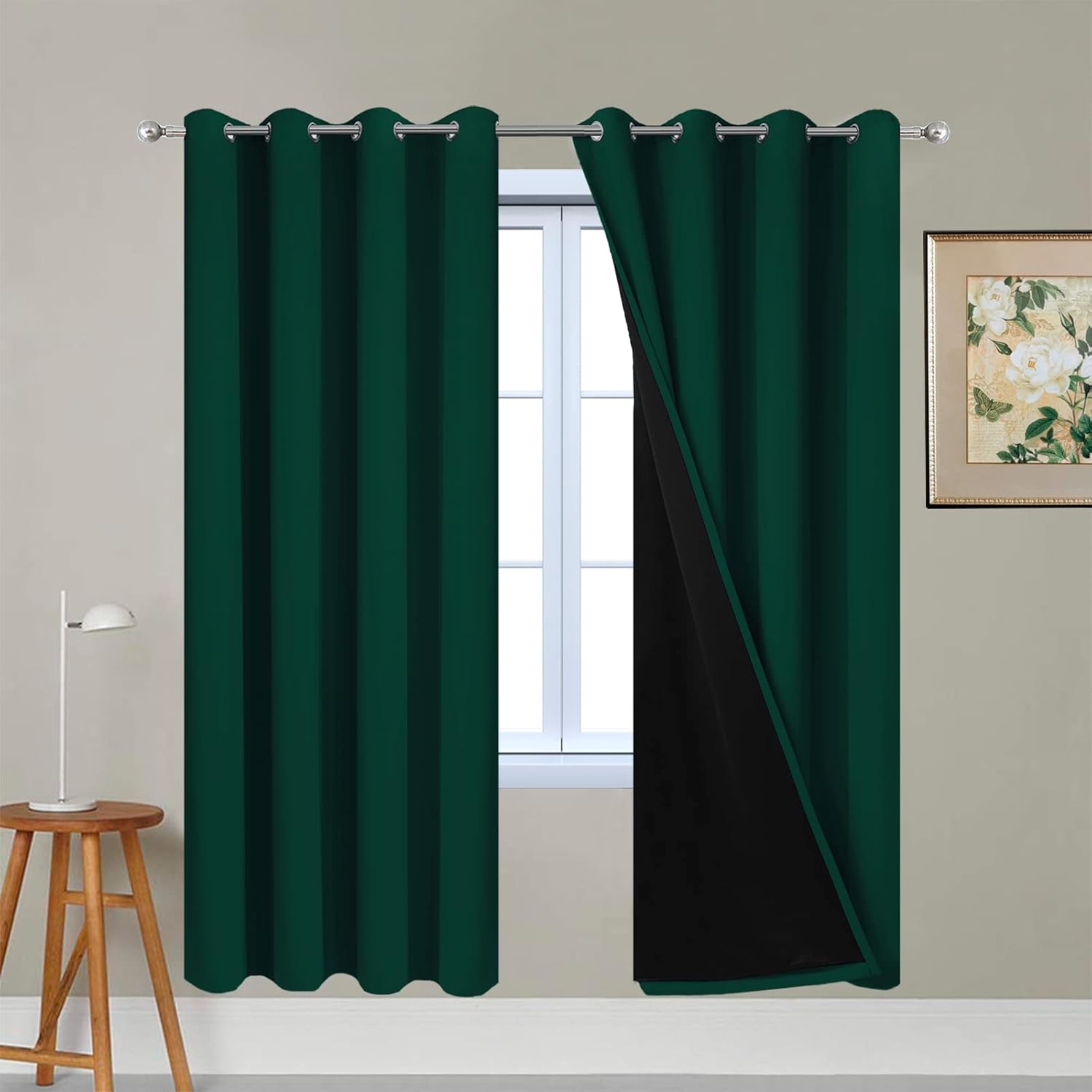Yakamok Cortinas opacas completas de 63 pulgadas de largo para dormitorio, 2 capas gruesas con ojales en la parte superior, aislamiento térmico,