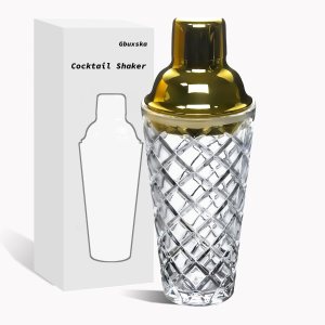 Gbuxska Kit de coctelera de cristal, 14.2 onzas, juego de cóctel Martini con tapa de acero metálico a prueba de fugas y colador para uso doméstico y Gbuxska Kit de coctelera de cristal, 14.2 onzas, juego de cóctel Martini con tapa de acero metálico a prueba de fugas y colador para uso doméstico y