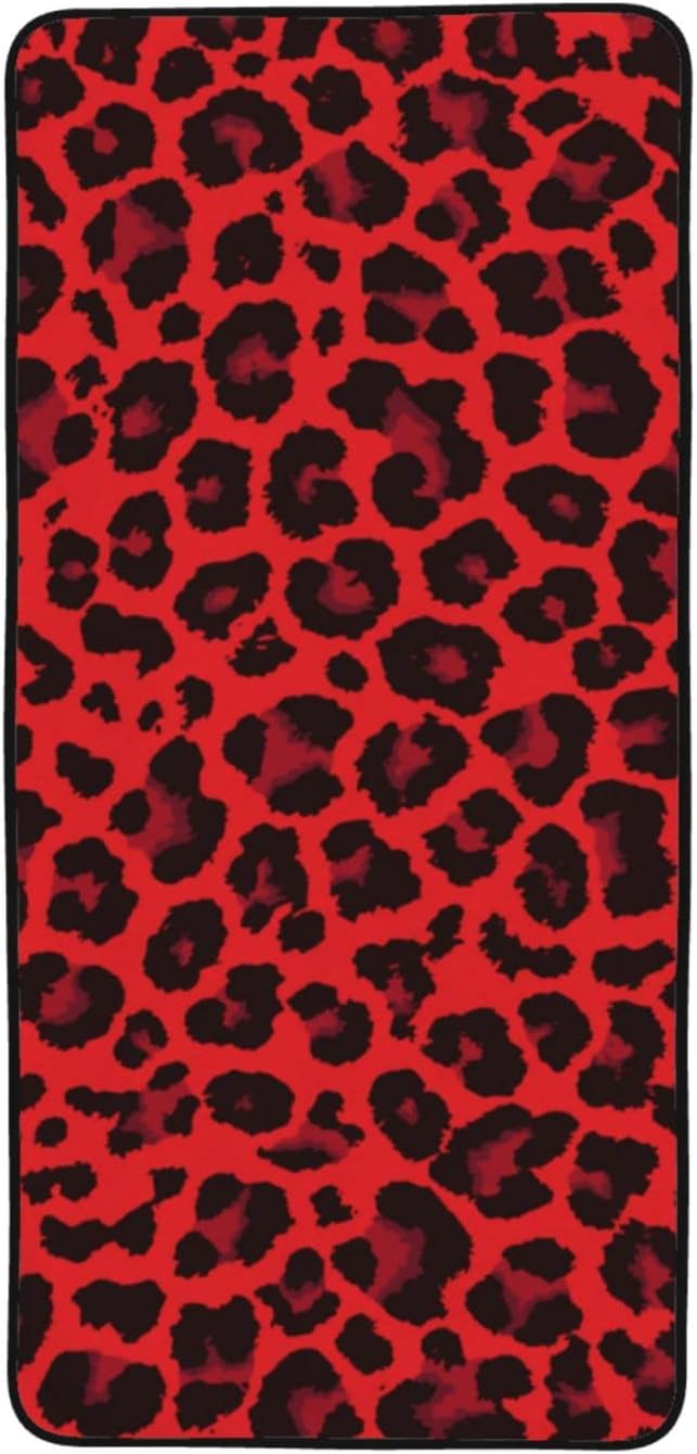 Toalla de baño con estampado de leopardo rojo, 55 x 27 pulgadas, toalla de baño de microfibra de viaje, toalla de playa para hombres y mujeres