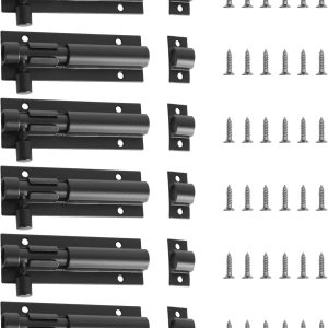 LUNKUIVY 6 piezas de pernos deslizantes de cerradura de puerta, 3 pulgadas de aleación de aluminio para puerta, cerrojo deslizante de seguridad con LUNKUIVY 6 piezas de pernos deslizantes de cerradura de puerta, 3 pulgadas de aleación de aluminio para puerta, cerrojo deslizante de seguridad con