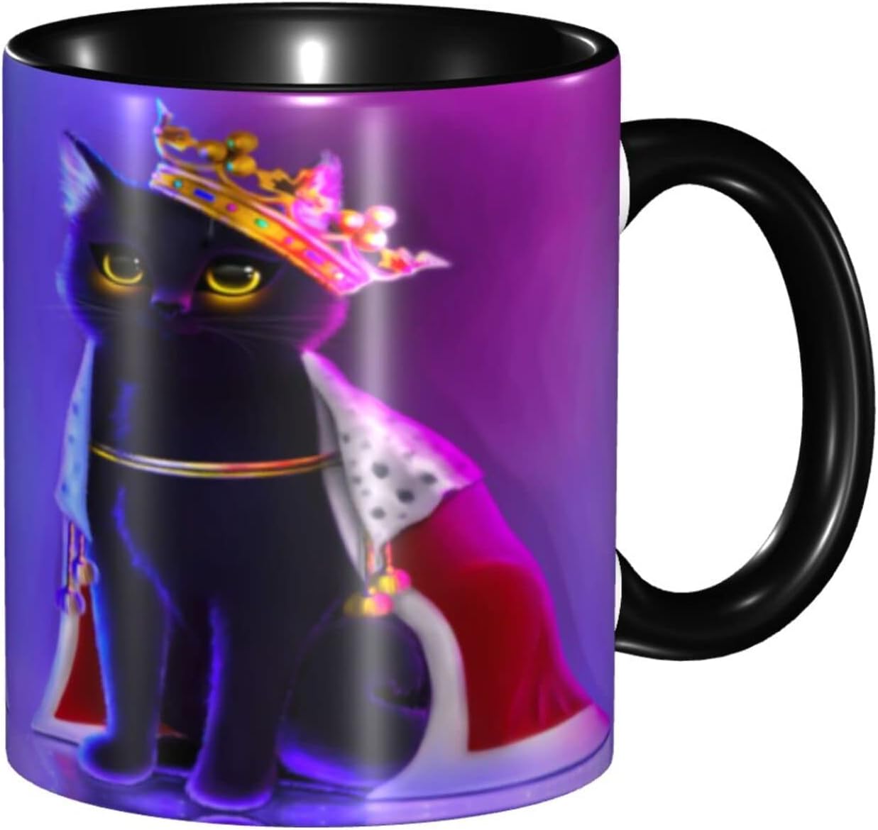 Yamegoun Taza de café con diseño de gato de 11 onzas, taza de té de cerámica, decoración de cocina, apta para microondas, para oficina y hogar,