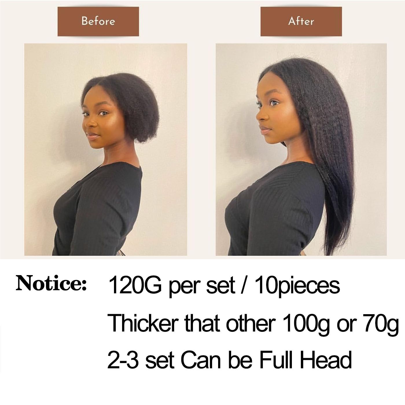 LANWIUKU Extensiones de cabello humano real tipo afro con clip, 10 unidades, 4.23 onzas (4.23 oz), color negro natural 1B, extensiones de cabello