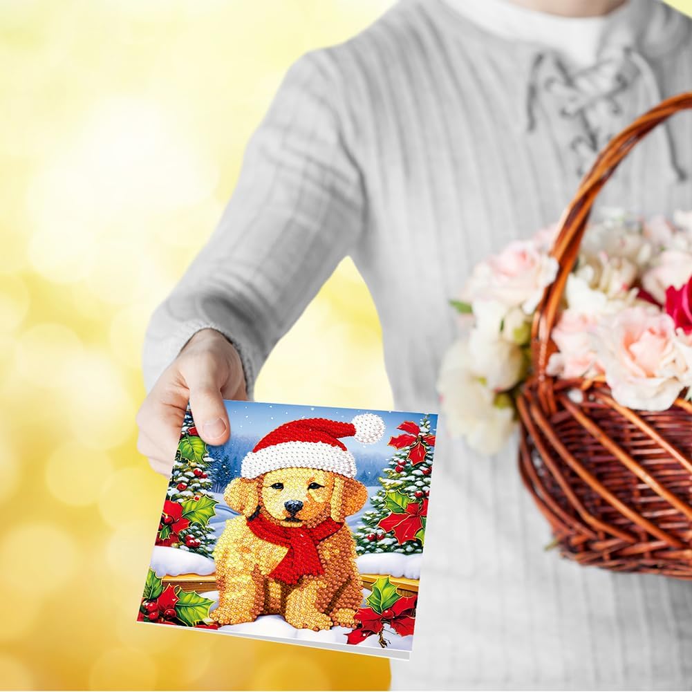 AZURAOKEY 812PCS Tarjeta de taladro de pintura de diamante de Navidad Tarjeta de felicitación Dibujo de diamante Tarjeta de vacaciones Tarjeta de