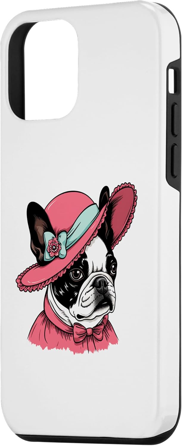 Funda victoriana para iPhone 12 mini Boston Terrier English Lady Funny Dog