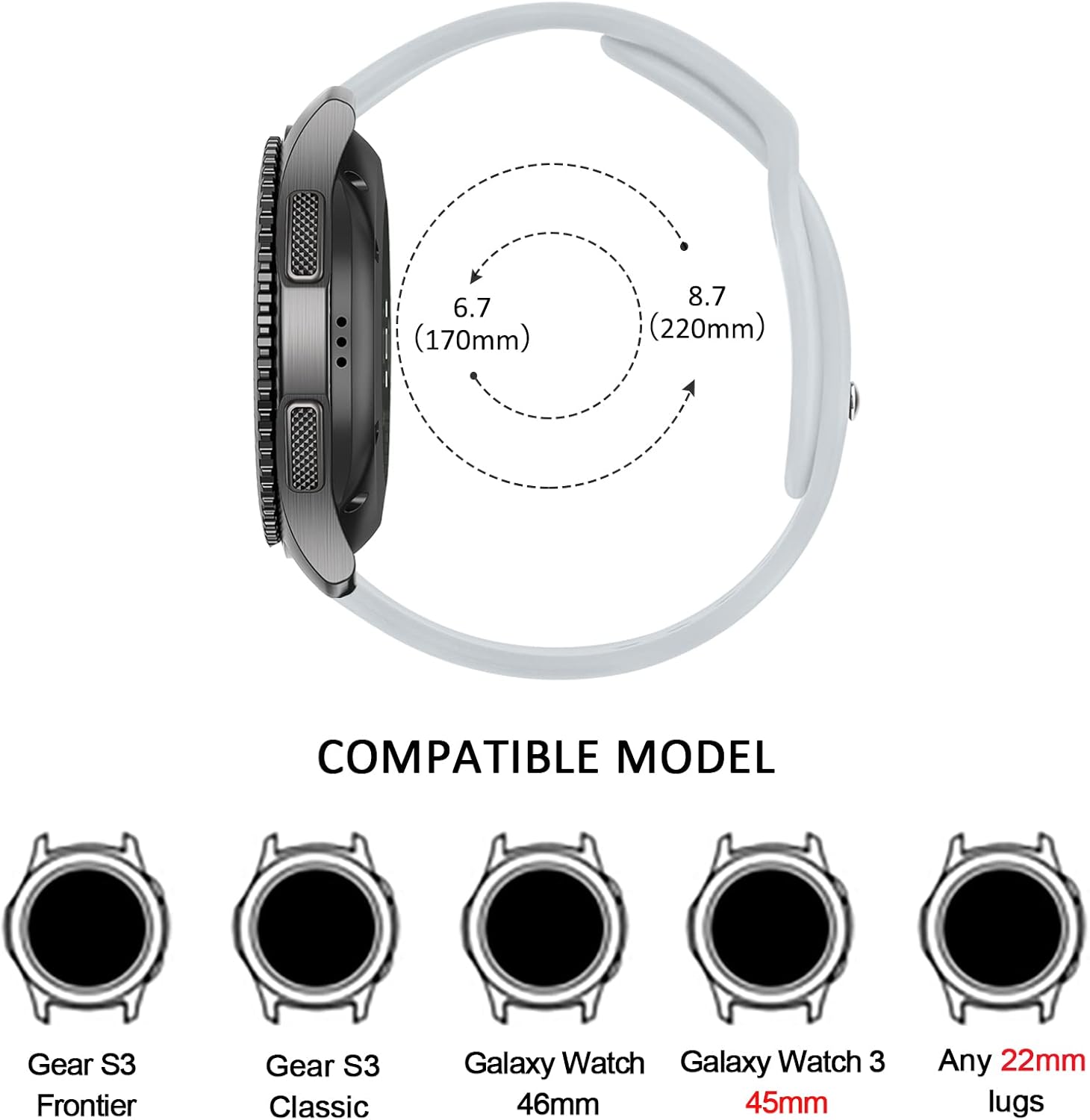 Meliya Correas para Samsung Gear S3 FrontierClassic Band para mujeres y hombres, correa deportiva de silicona suave ajustable de 0.78 pulgadas para