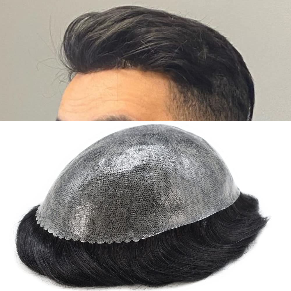 LYRICAL HAIR Toupee para hombres, sistema de reemplazo de prótesis masculina, pieza de cabello suave y fino para hombres, 8 x 10 inyectada de