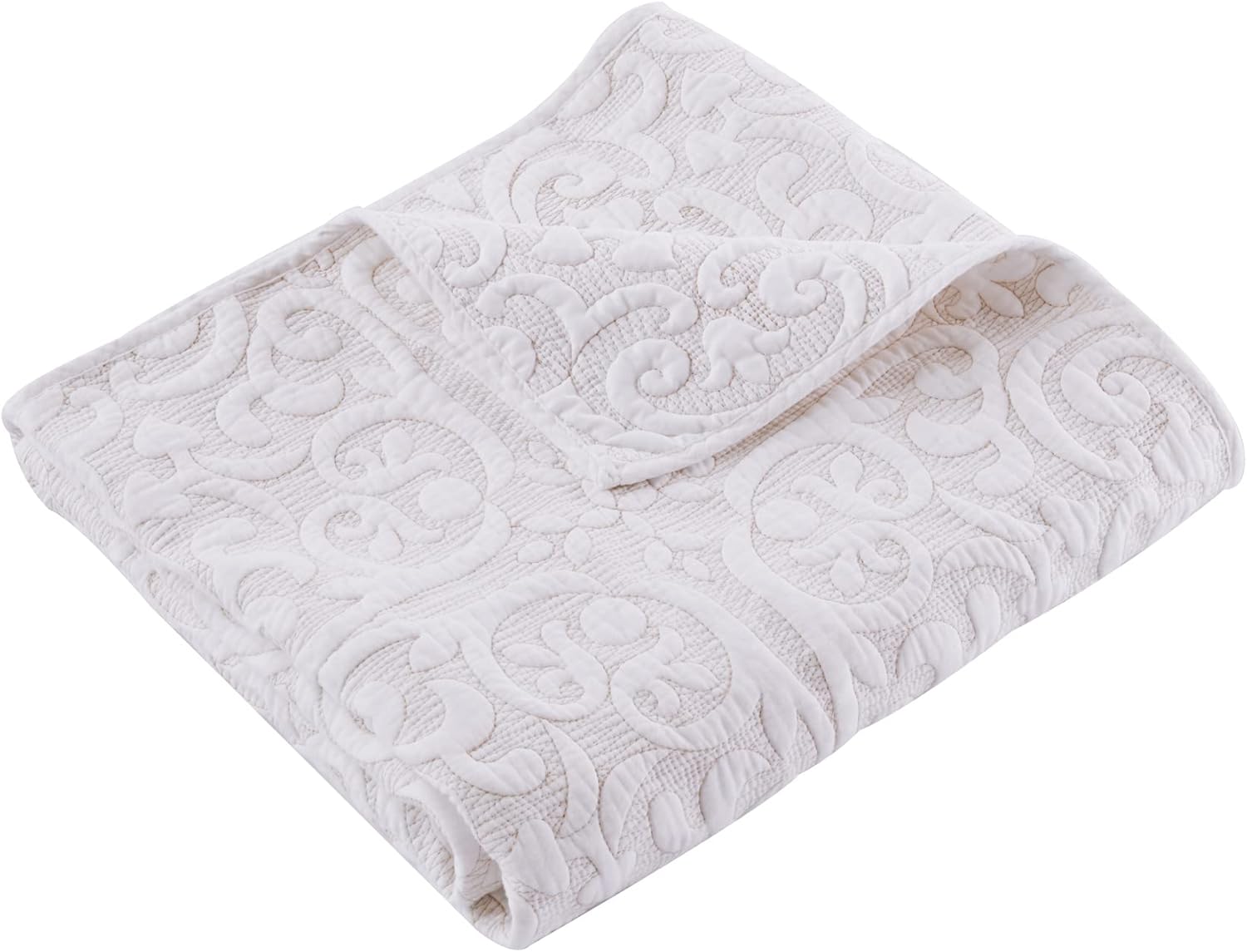 Levtex Home Birch Hill Sherbourne – Manta acolchada de puntada gris topo de 50 x 60 pulgadas, medallón acolchado blanco con puntada gris pardo,