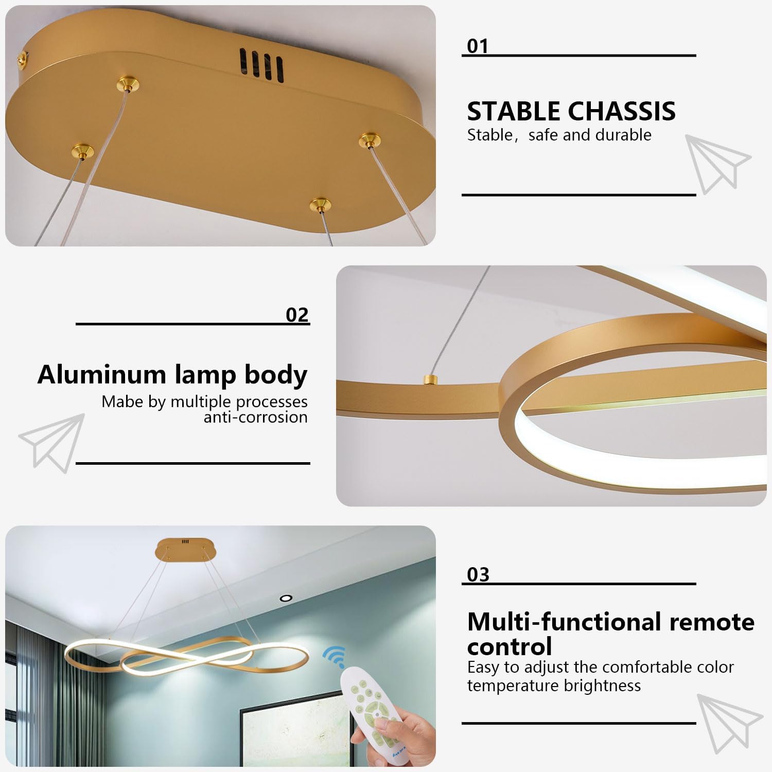 Candelabros LED dorados para comedor, lámpara colgante moderna LED para isla de cocina, lámpara sobre mesa, lámpara colgante de altura ajustable