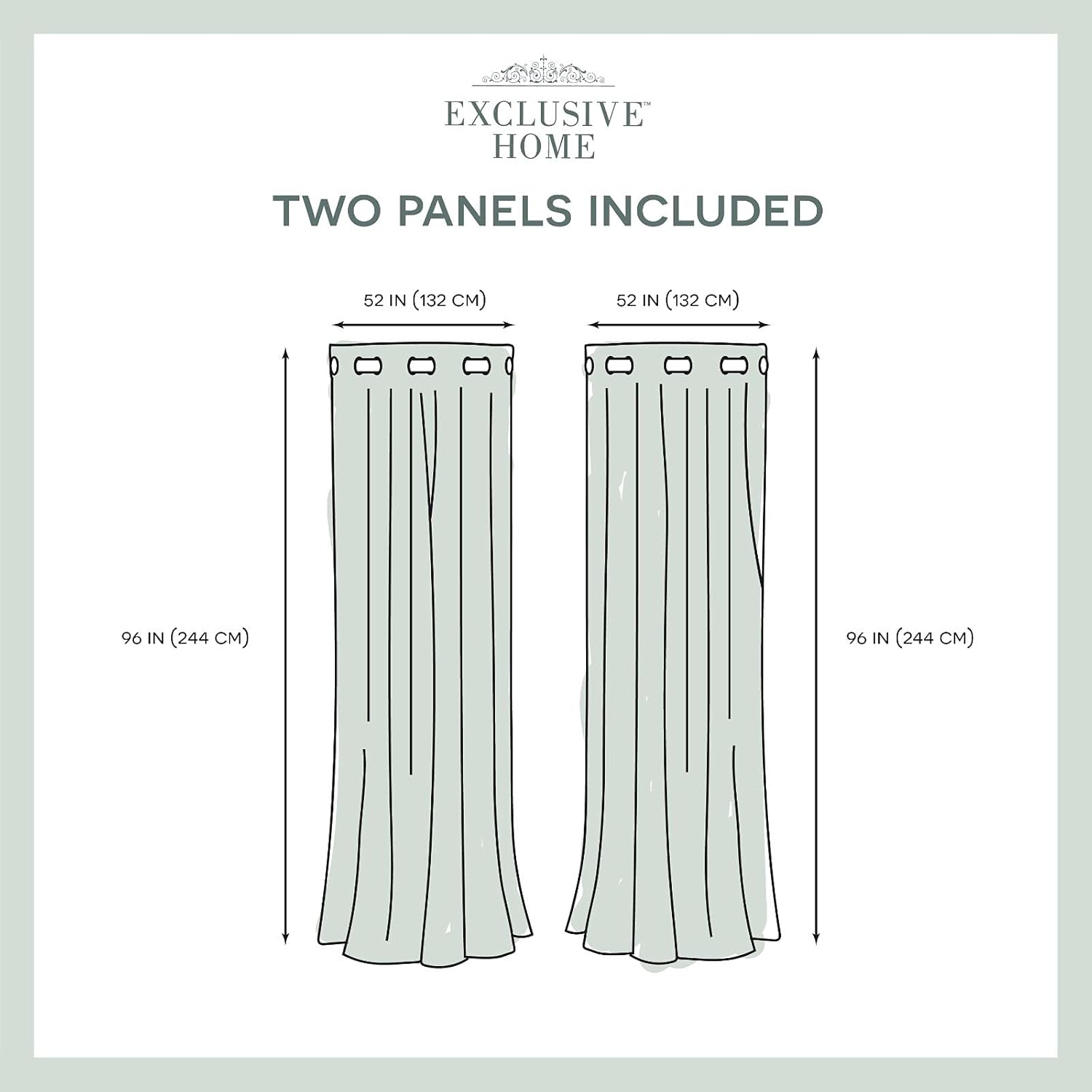 Exclusive Home Forest Hill – Par de paneles de cortinas opacas con ojales en la parte superior, 52 x 96 pulgadas, gris ceniza, 2 piezas