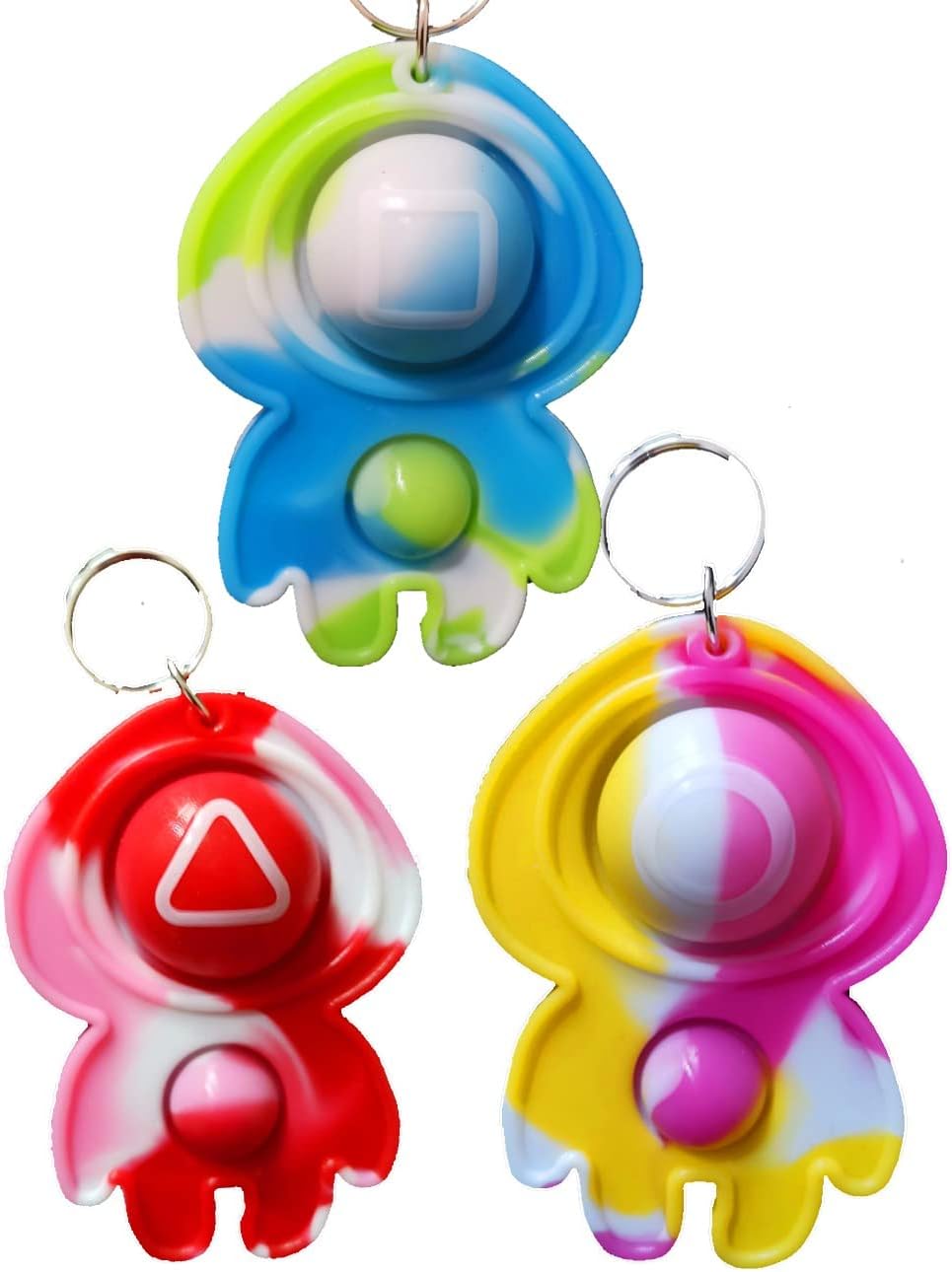 3 piezas de juguetes sensoriales con forma de tripulación para aliviar el estrés reventando burbujas que hacen un agradable sonido, rojo azul y