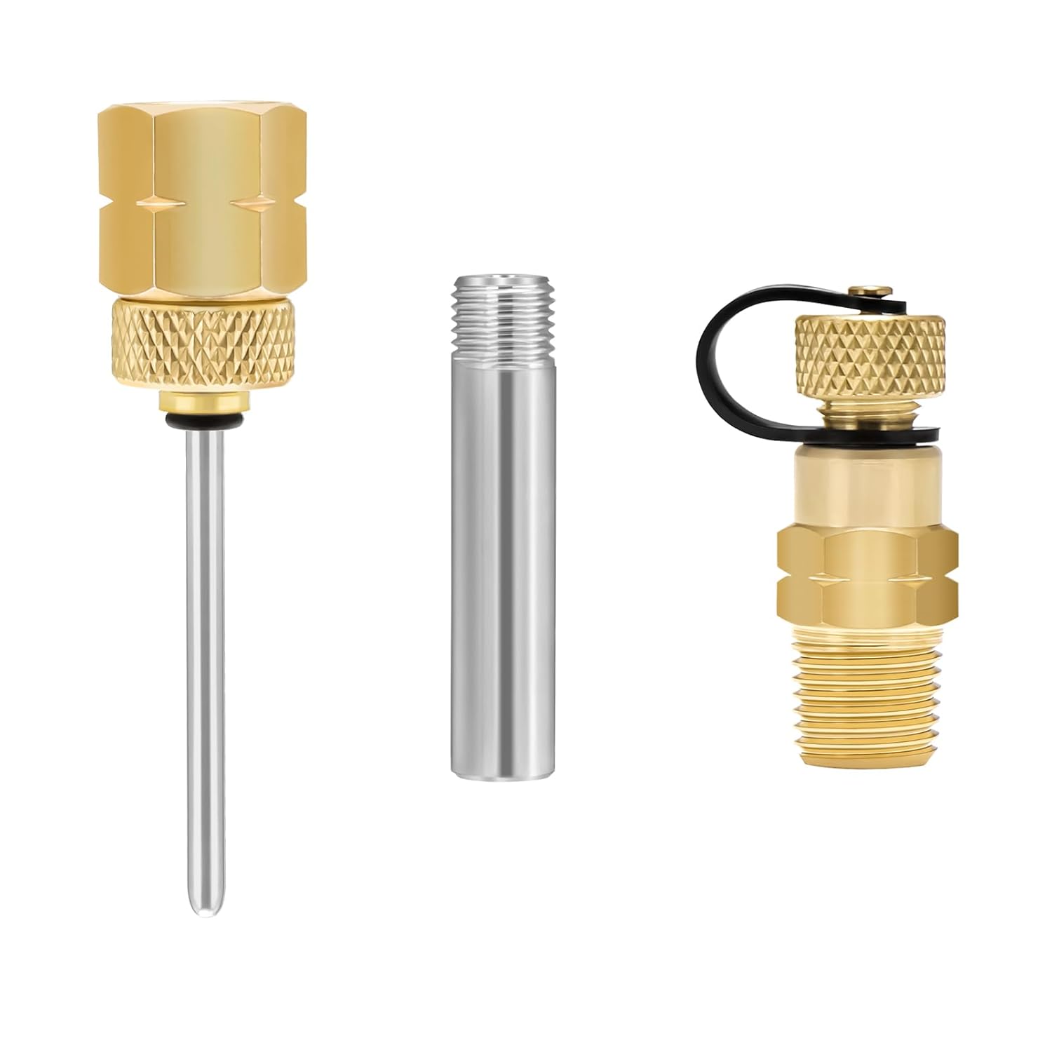 Roastove Adaptador de calibre de latón 14 NPT hembra, 2-12 OAL x 1-25 “x 18” sonda con funda de acero inoxidable, kit de montaje de manómetro