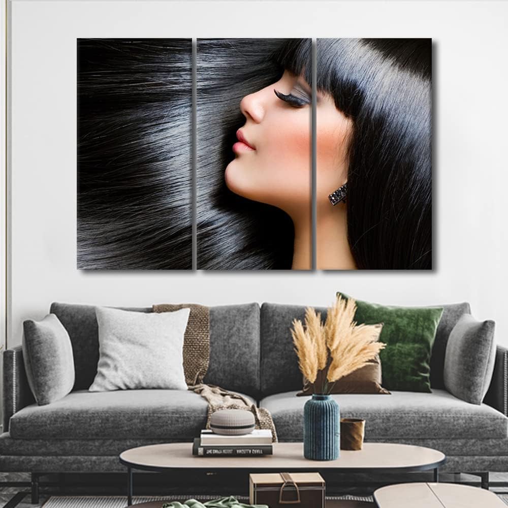 TUMOVO Obra de arte moderna multipanel, imágenes de salón de belleza para sala de estar, lienzo de pared para mujer, arte de pared de peluquería