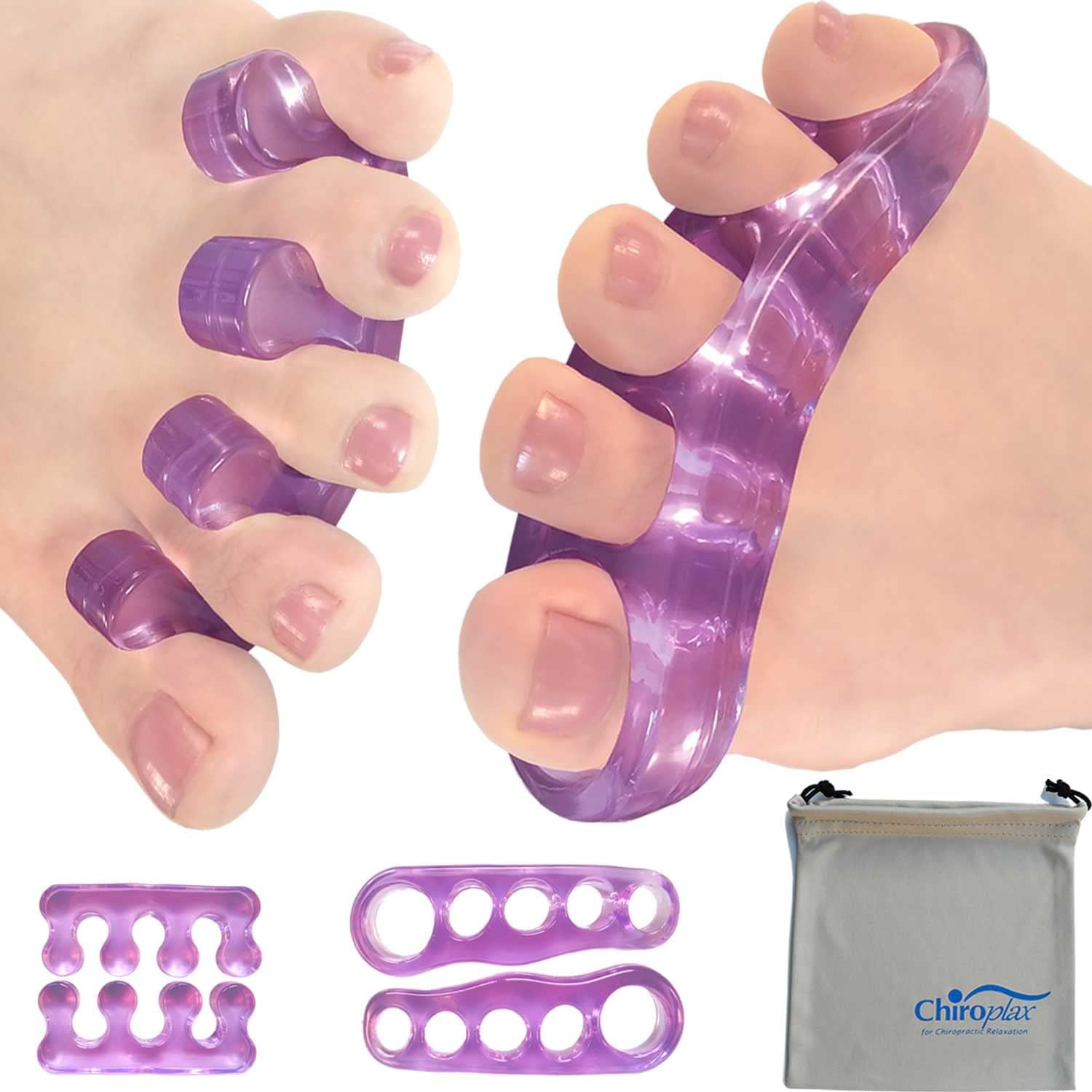 Chiroplax Separadores de dedos de los pies, esparcidor de gel de silicona para juanetes y juanetes, martillo de alivio de martillo superpuesto y