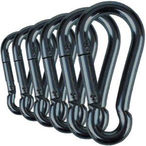 Mosquetón Bushcraft de alta resistencia galvanizado en zinc negro y plateado, ganchos de eslabones de 200 a 500 libras, carga de 2, 6 y 12 paquetes Mosquetón Bushcraft de alta resistencia galvanizado en zinc negro y plateado, ganchos de eslabones de 200 a 500 libras, carga de 2, 6 y 12 paquetes
