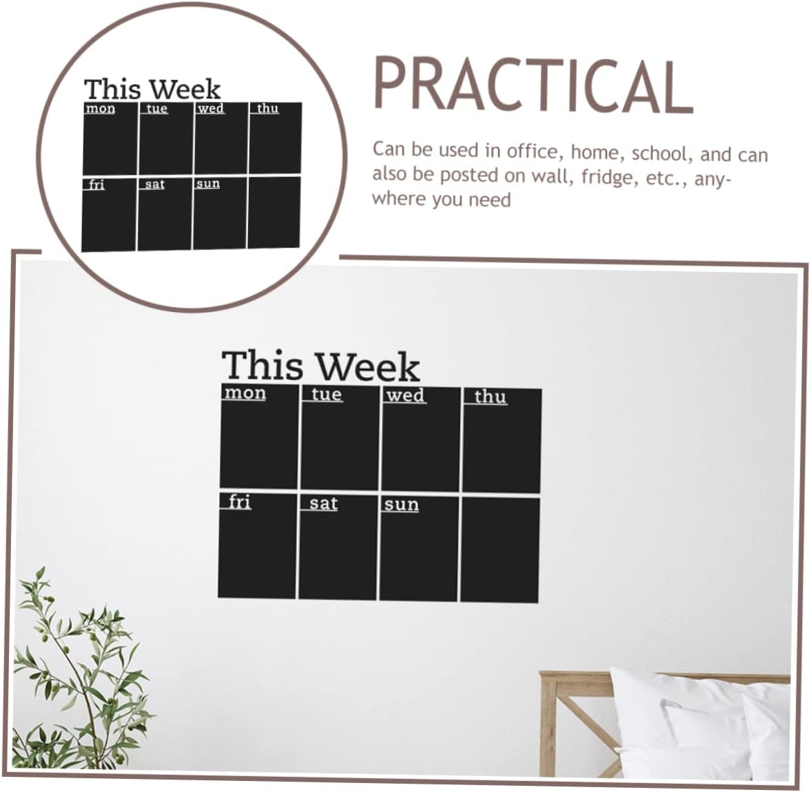 MAGICLULU Calendario de 3 meses, pizarra de tiza semanal, menú, letrero de pizarra de acrílico para pared, comida, suministros escolares para niños,